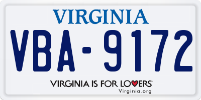 VA license plate VBA9172