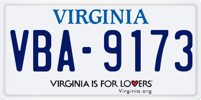 VA license plate VBA9173