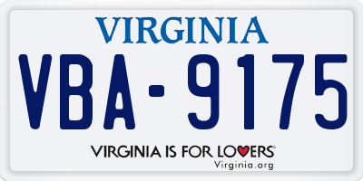 VA license plate VBA9175