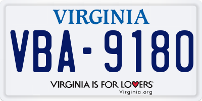 VA license plate VBA9180