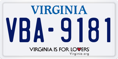 VA license plate VBA9181