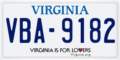 VA license plate VBA9182