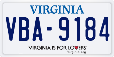 VA license plate VBA9184