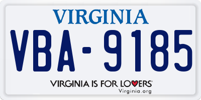 VA license plate VBA9185