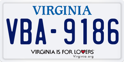 VA license plate VBA9186