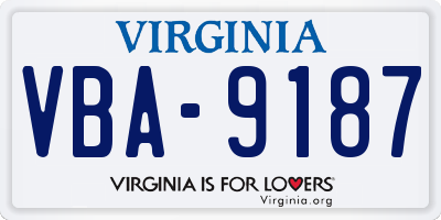 VA license plate VBA9187