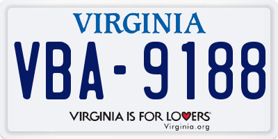 VA license plate VBA9188