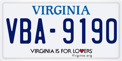 VA license plate VBA9190