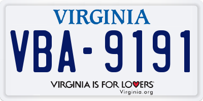 VA license plate VBA9191