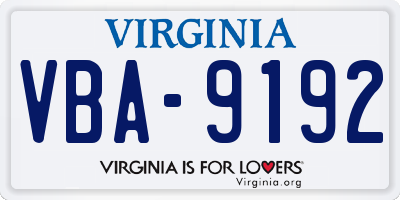 VA license plate VBA9192
