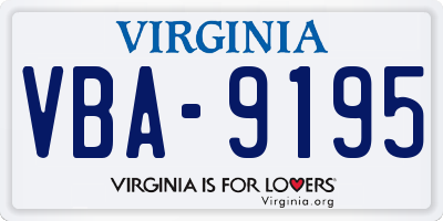 VA license plate VBA9195
