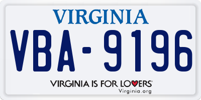VA license plate VBA9196