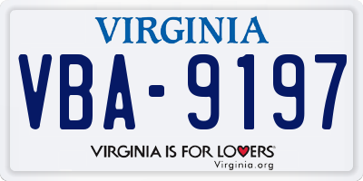 VA license plate VBA9197