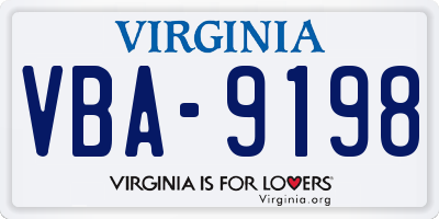 VA license plate VBA9198