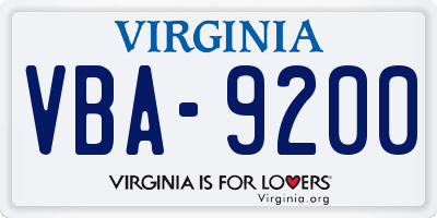VA license plate VBA9200