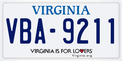 VA license plate VBA9211