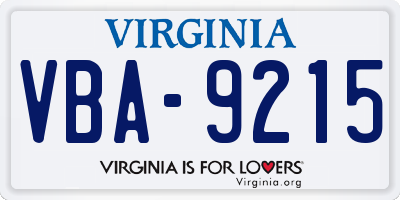 VA license plate VBA9215