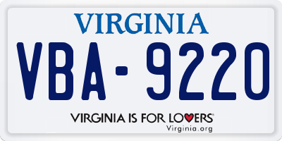 VA license plate VBA9220