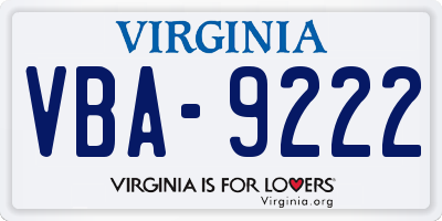 VA license plate VBA9222