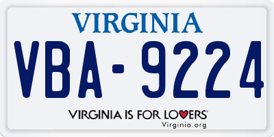 VA license plate VBA9224