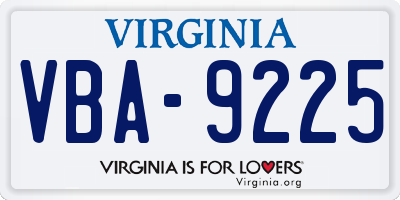 VA license plate VBA9225