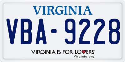 VA license plate VBA9228