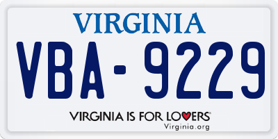 VA license plate VBA9229