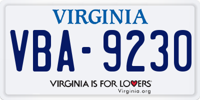 VA license plate VBA9230