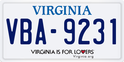 VA license plate VBA9231