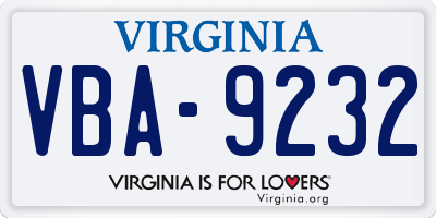 VA license plate VBA9232