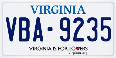 VA license plate VBA9235