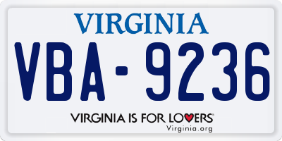 VA license plate VBA9236