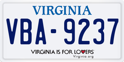 VA license plate VBA9237