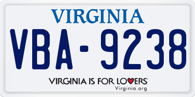VA license plate VBA9238