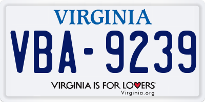 VA license plate VBA9239