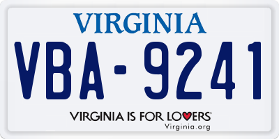 VA license plate VBA9241