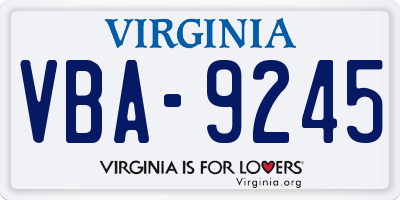 VA license plate VBA9245
