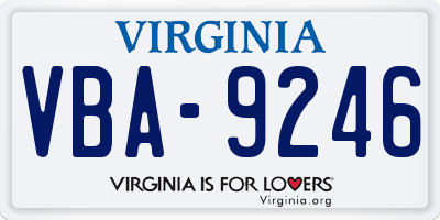 VA license plate VBA9246