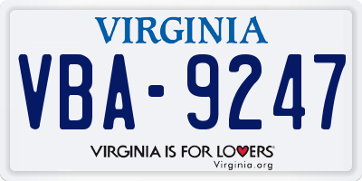VA license plate VBA9247