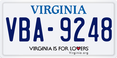 VA license plate VBA9248