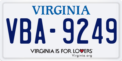 VA license plate VBA9249