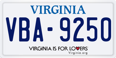 VA license plate VBA9250
