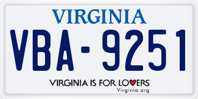 VA license plate VBA9251