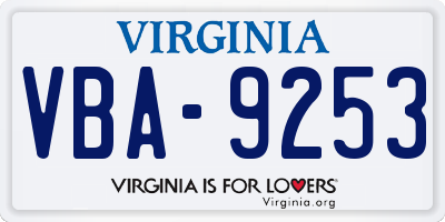 VA license plate VBA9253