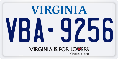 VA license plate VBA9256