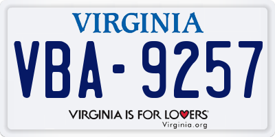 VA license plate VBA9257