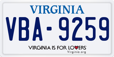 VA license plate VBA9259