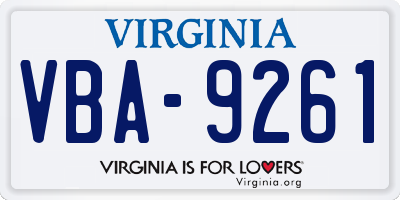 VA license plate VBA9261