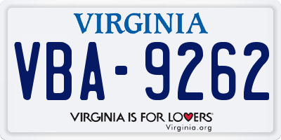 VA license plate VBA9262