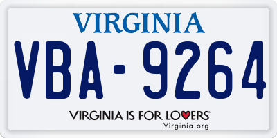VA license plate VBA9264